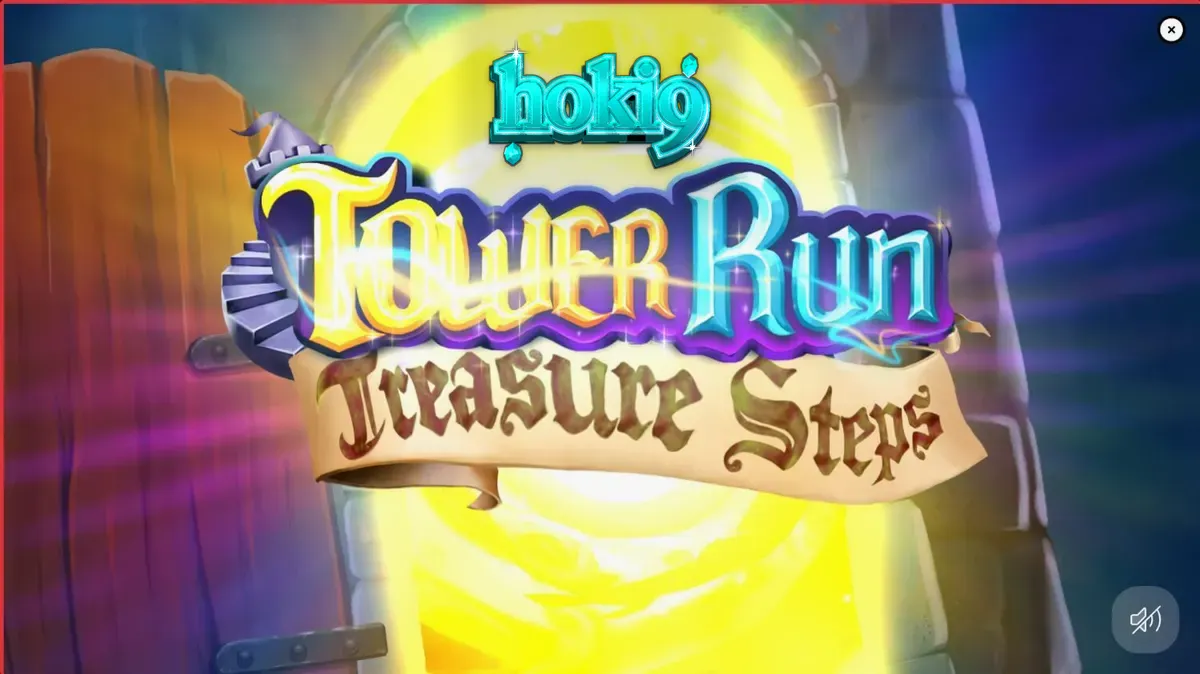 Tampilan visual slot Tower Run Treasure Steps dengan tema petualangan mendaki menara